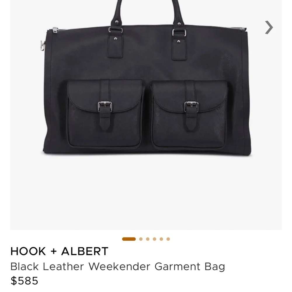 Hook + Albert Black Leather Weekender Garment Bag Unisex $590
